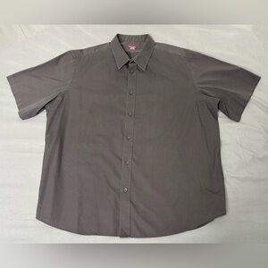 Mens UNTUCKit Classic Fit Short Sleeve Button Up XXL Solid Charcoal Gray Cotton